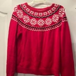 KIM ROGERS - PM/ Size Snow Flake Accented Knit Sweeter